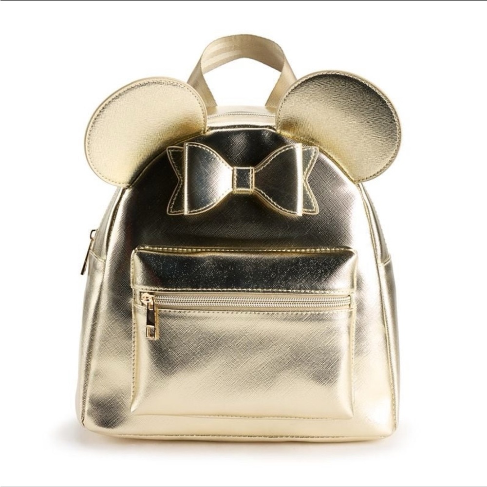 Gold Mini Backpack with Bow & Ear Accent - Women